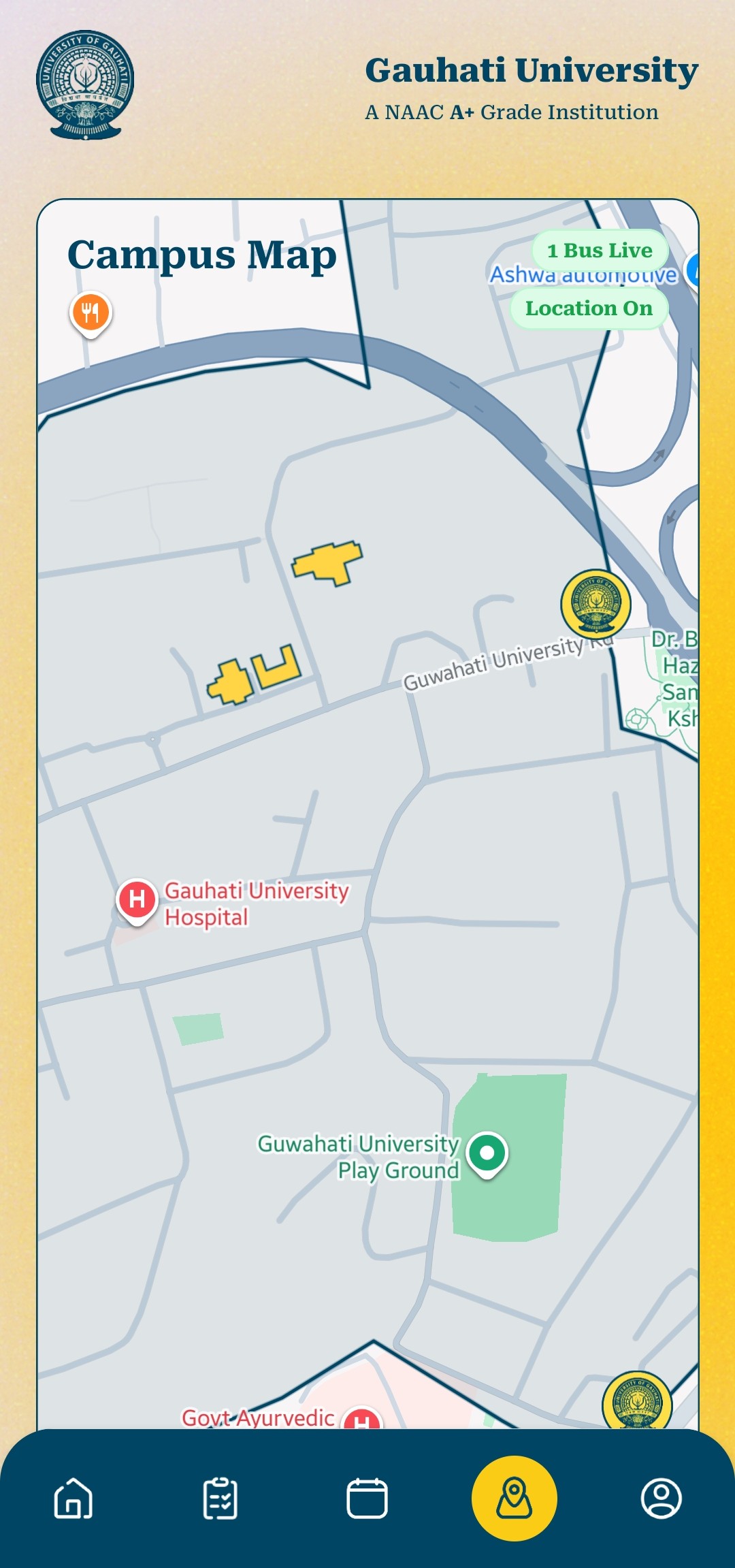 App Real-time Bus Tracking Map - Gauhati University